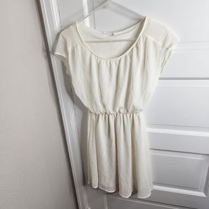 Lush Women's cream gathered waist sheer overlay dress Size XS